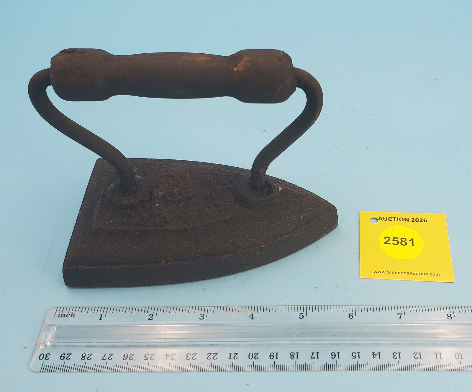 Flat iron, illegible markings, L 5 3/4": Flat iron, illegible markings, L 5 3/4"
