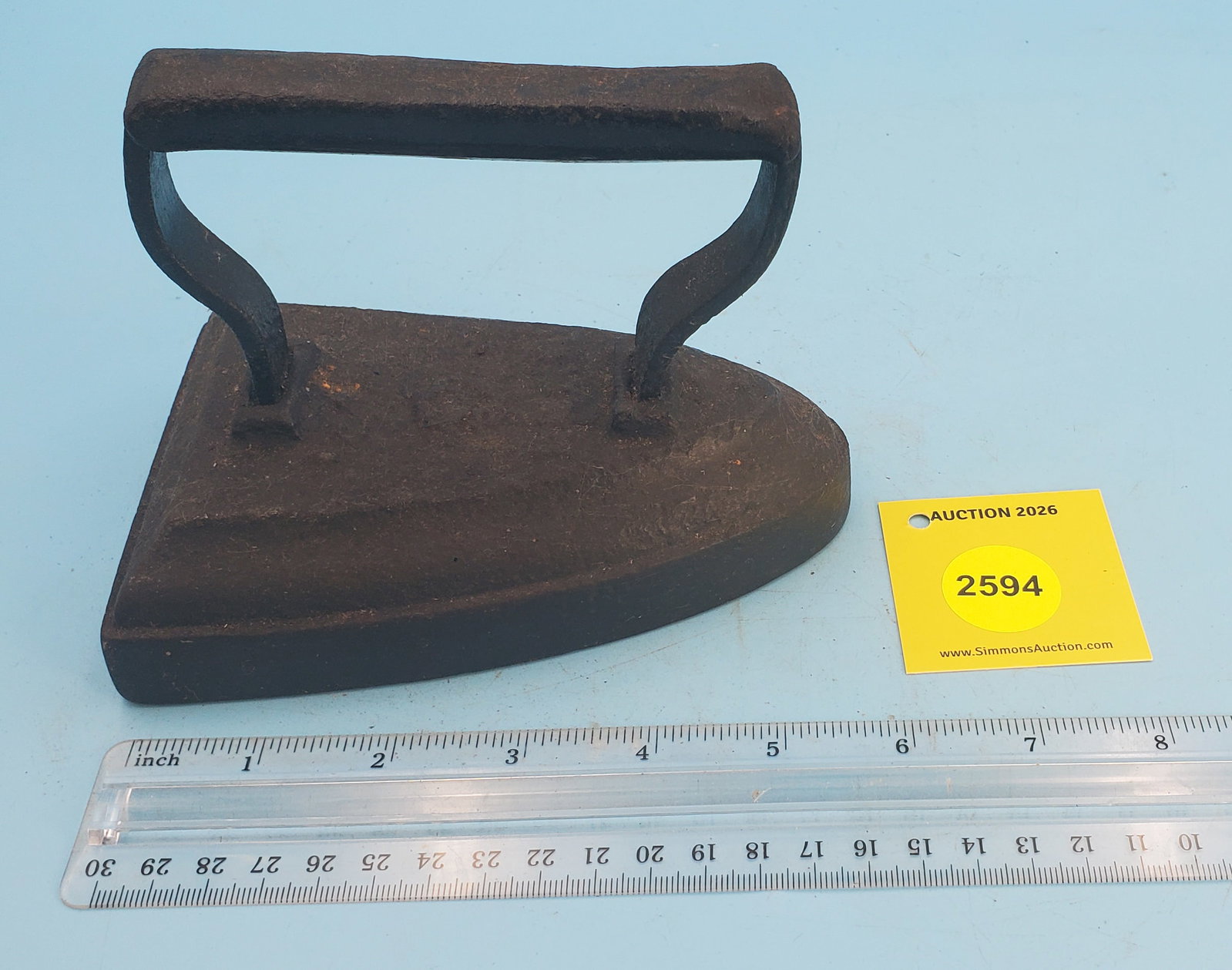 Flat iron, illegible markings, No 6, L 5 7/8": Flat iron, illegible markings, No 6, L 5 7/8"