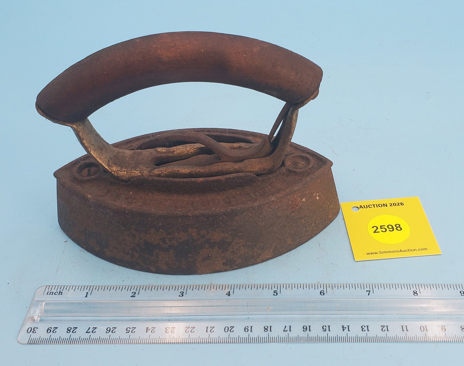 Cold handle, illegible markings, L 6 3/4": Cold handle, illegible markings, L 6 3/4"