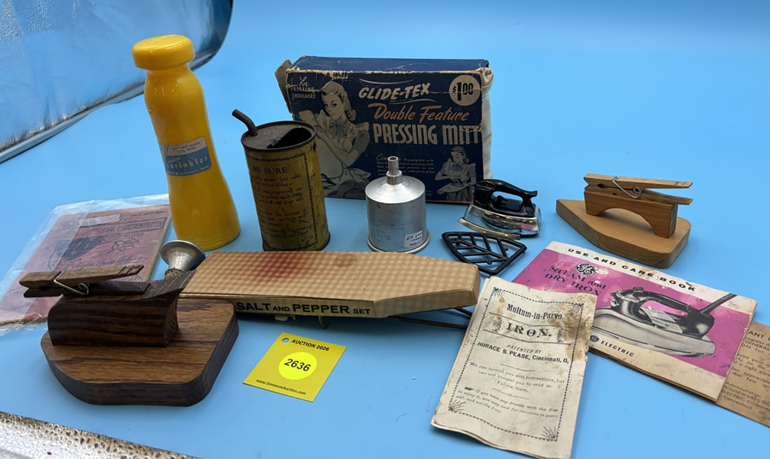 Large lot of various iron/laundry items and misc - 2