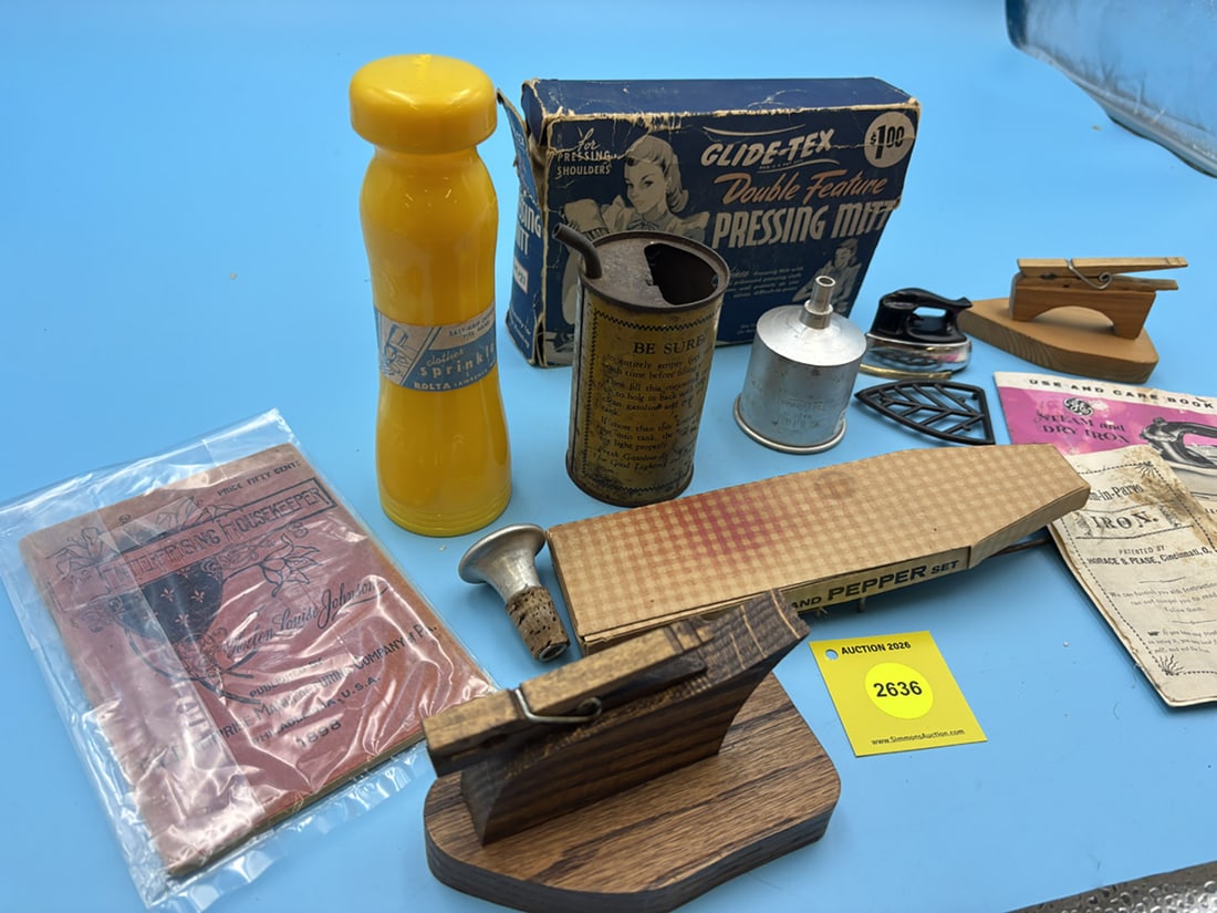 Large lot of various iron/laundry items and misc - 3