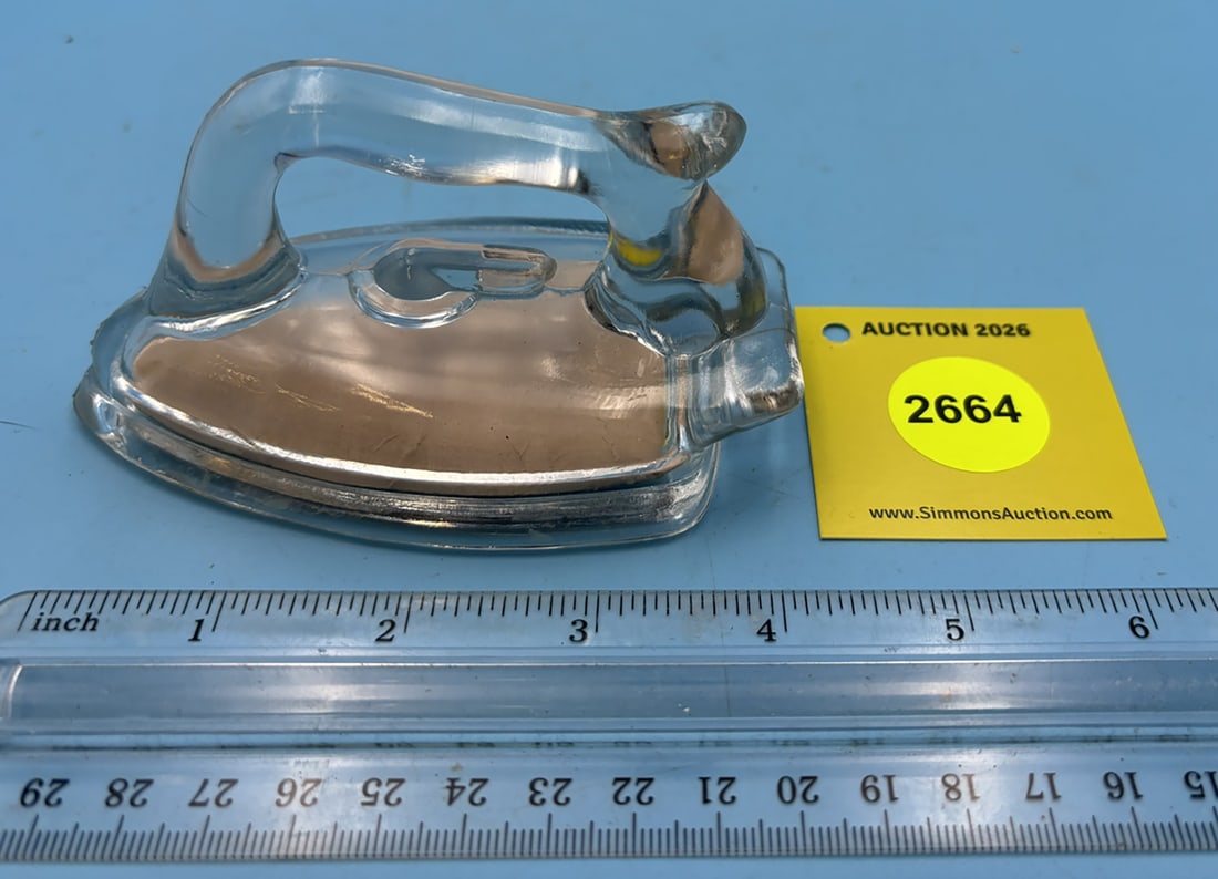 Glass candy container, about 1930's, L 3 7/8" - 2
