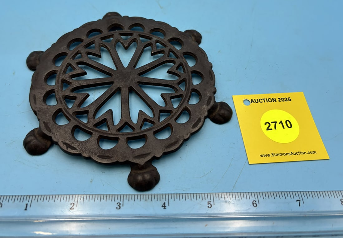 "Lantz type trivet, round w/ six pawed feet: "Lantz type trivet, round w/ six pawed feet