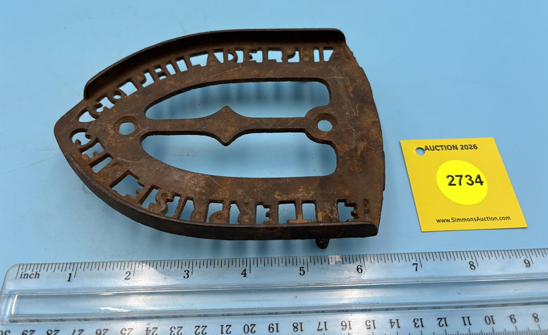"Enterprise Bar", Enterprise MFG Co. Philadelphia PA trivet w/ three feet (1 of 2)