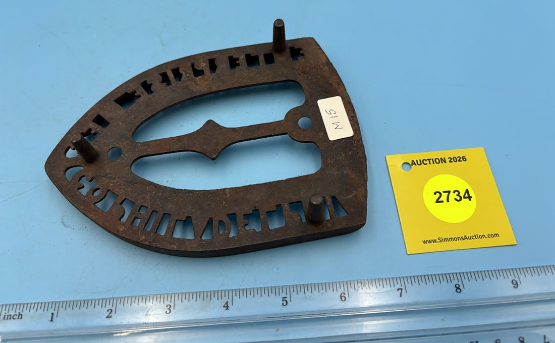 "Enterprise Bar", Enterprise MFG Co. Philadelphia PA trivet w/ three feet - 2