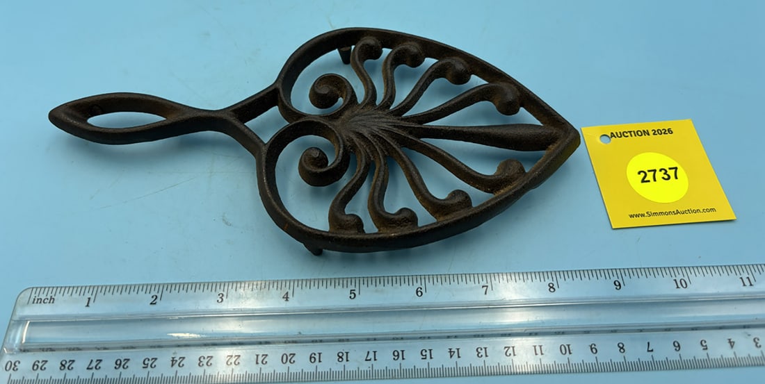 Peacock/ Tree of life trivet w/ handle and three feet: Peacock/ Tree of life trivet w/ handle and three feet