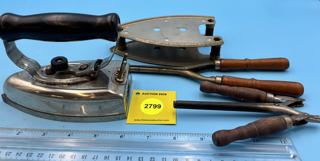Universal /Landers Fary, Clock, New Britain CT, w/2 curling irons and trivet - 2