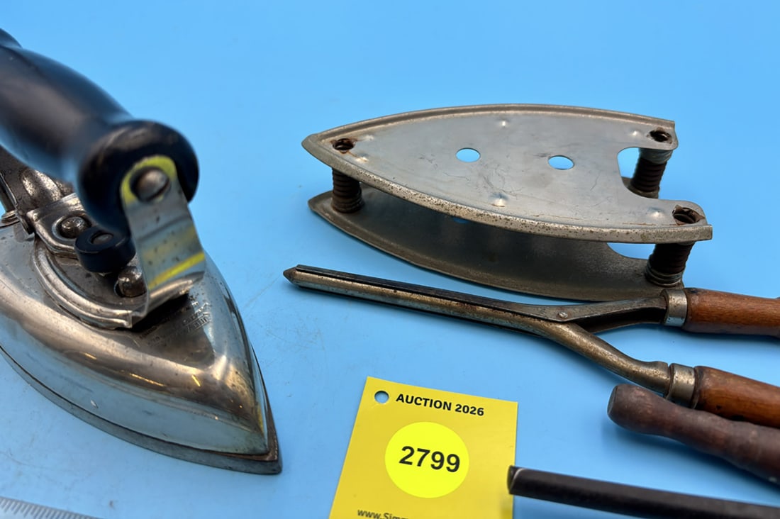 Universal /Landers Fary, Clock, New Britain CT, w/2 curling irons and trivet - 4