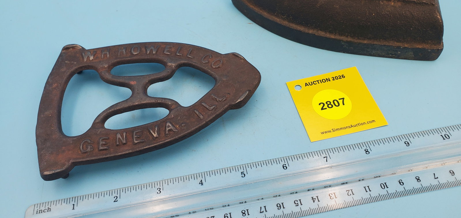 W.H Howell Co Geneva Ill. Trivet, Genea ILL, one piece flat iron w/5 point star "8" - 2