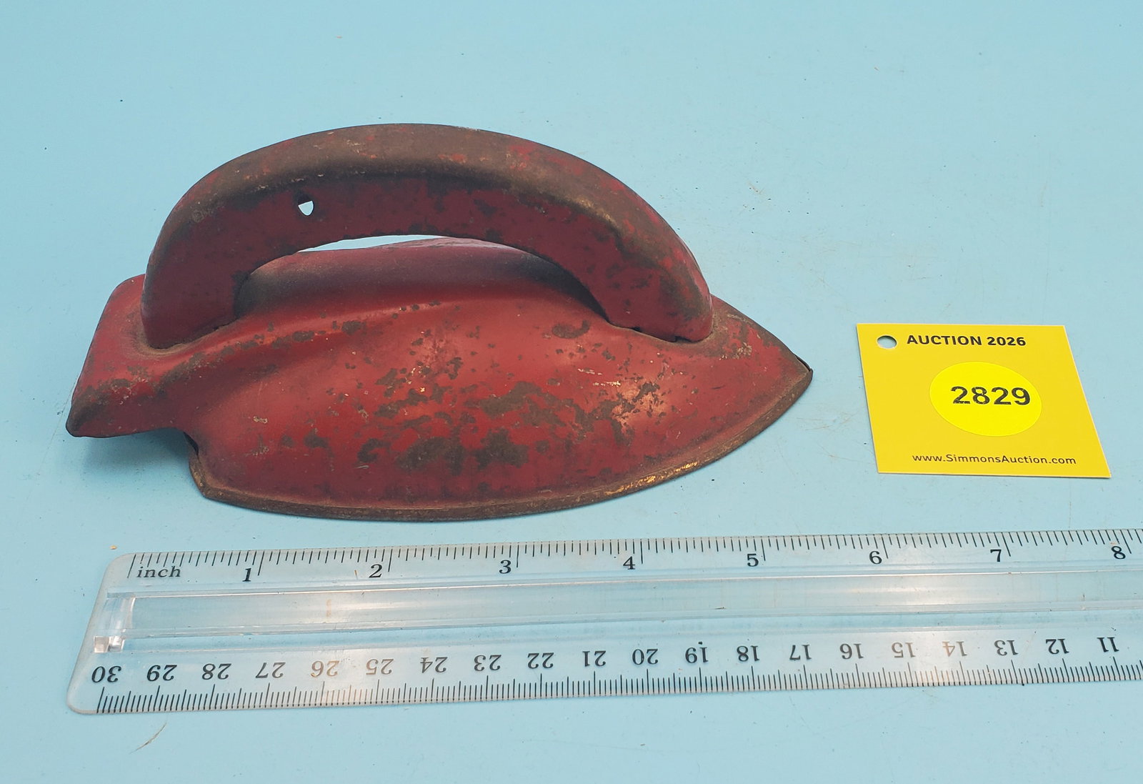 Child's tin streamlined iron painted red - 2