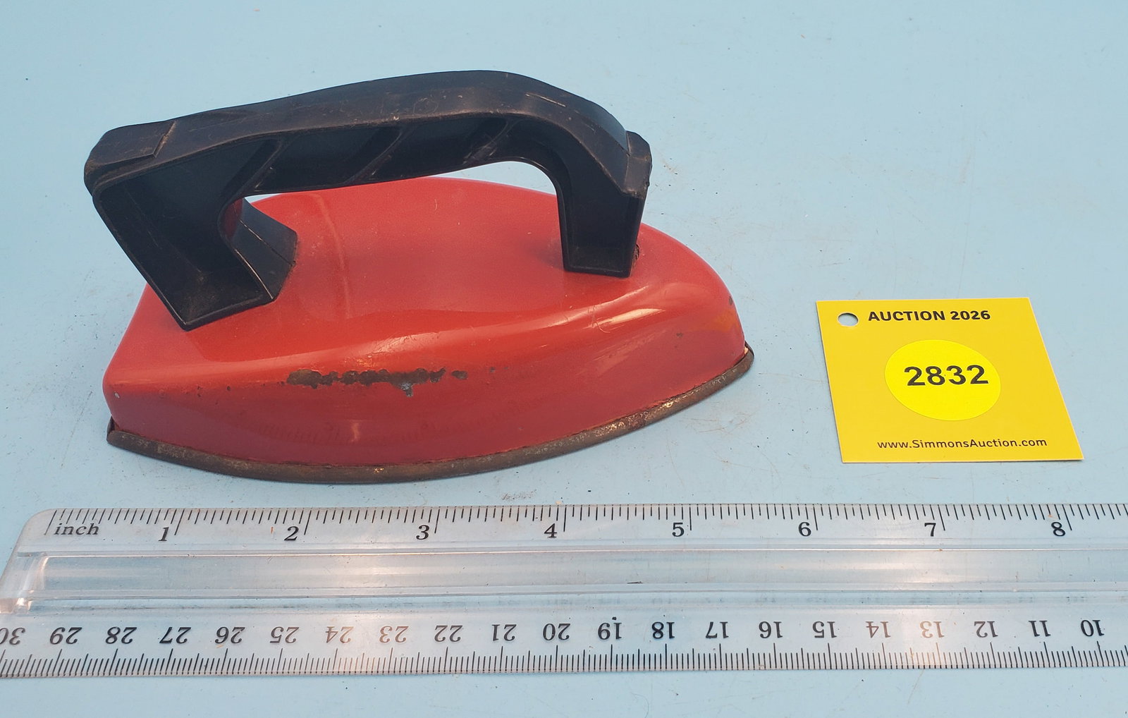 Wolverine tin child's electric iron, red body, black handle - 2