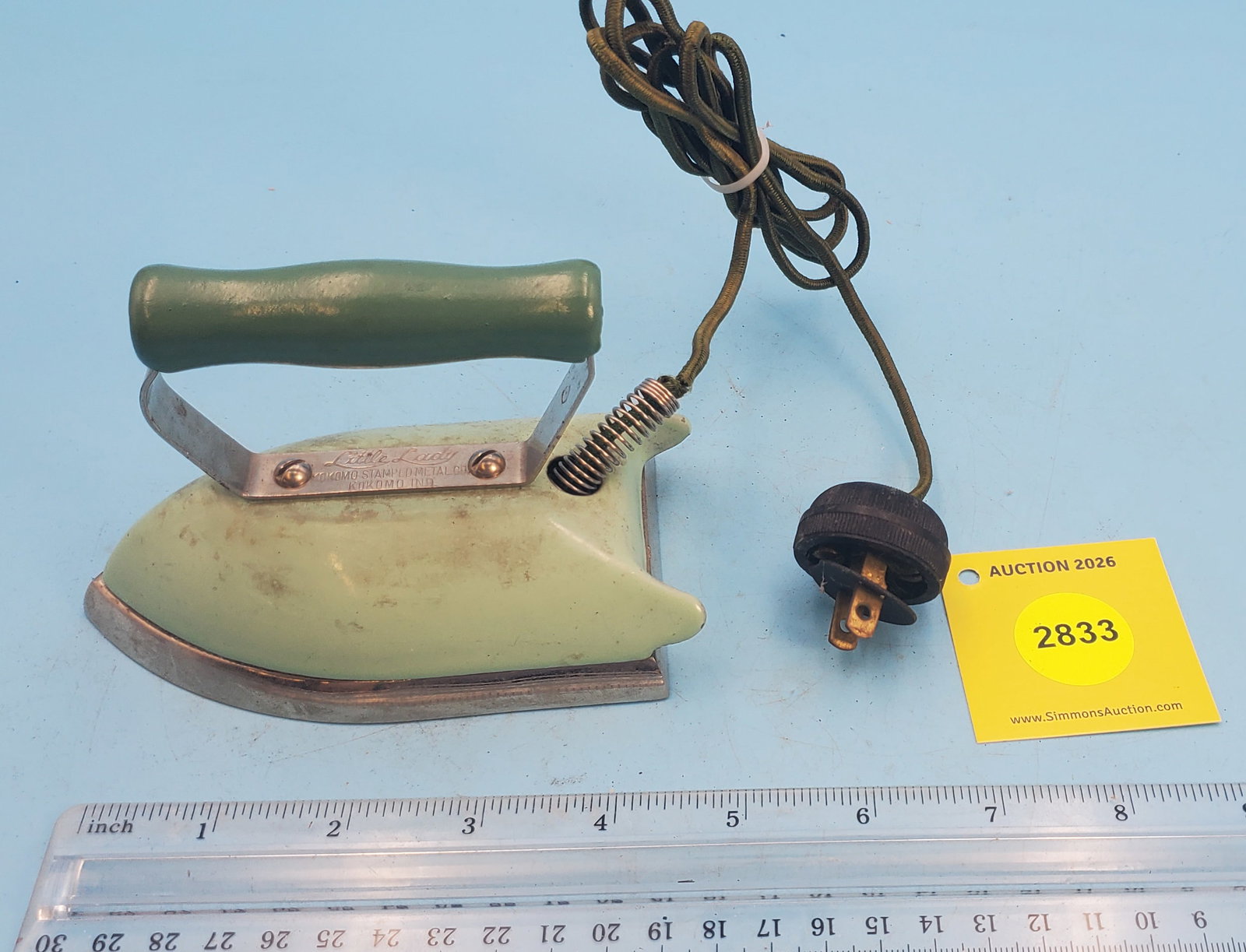 "Little Lady" child's electric iron, green body, handle and cord: "Little Lady" child's electric iron, green body, handle and cord