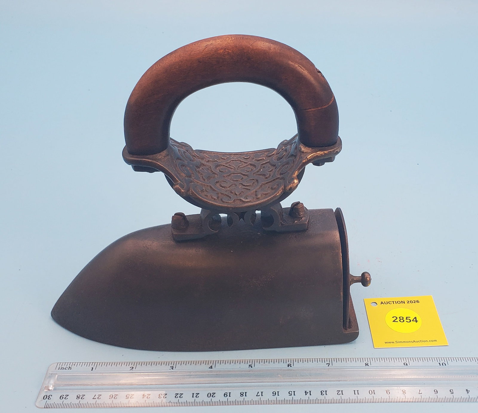 Box iron w/ decorative heat shield, swing gate, slug (1 of 3)