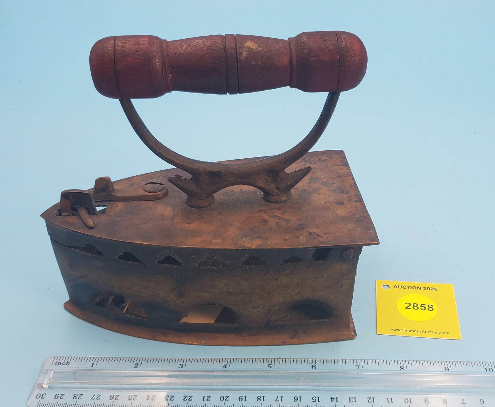 Brass charcoal iron w/ hinged top. Kim Hiap Liong & Co, Singapore: Brass charcoal iron w/ hinged top. Kim Hiap Liong & Co, Singapore