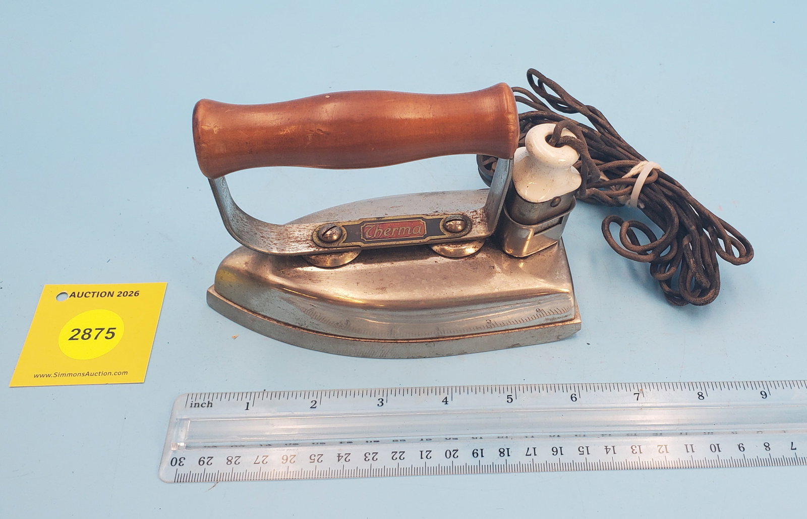 Thurma utility iron, separate cord w/triangular ceramic plug: Thurma utility iron, separate cord w/triangular ceramic plug