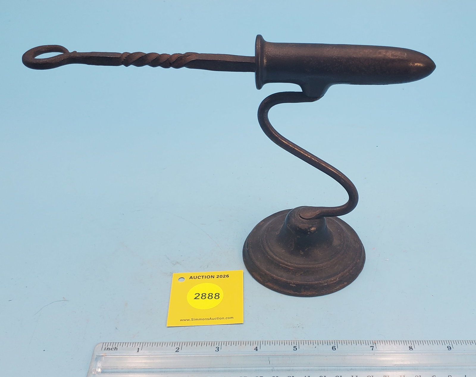Goffering iron, twisted handle, illegible lettering under base - 2