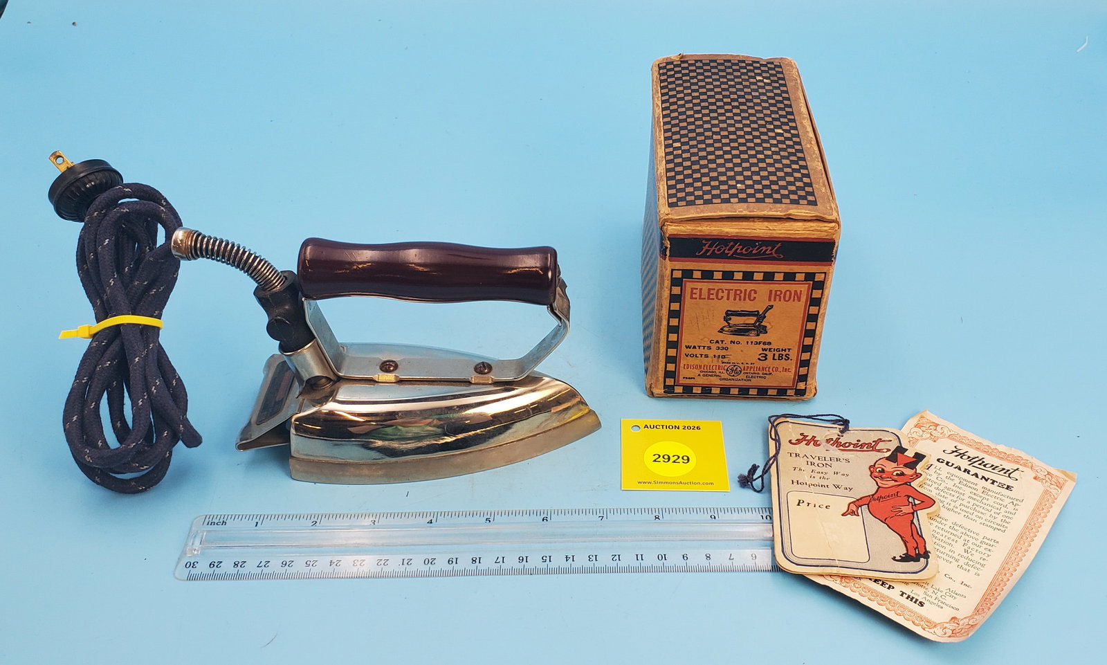 Hotpoint traveler's iron, Edison Electric Appliance Co, cord, instructions original box (1 of 3)