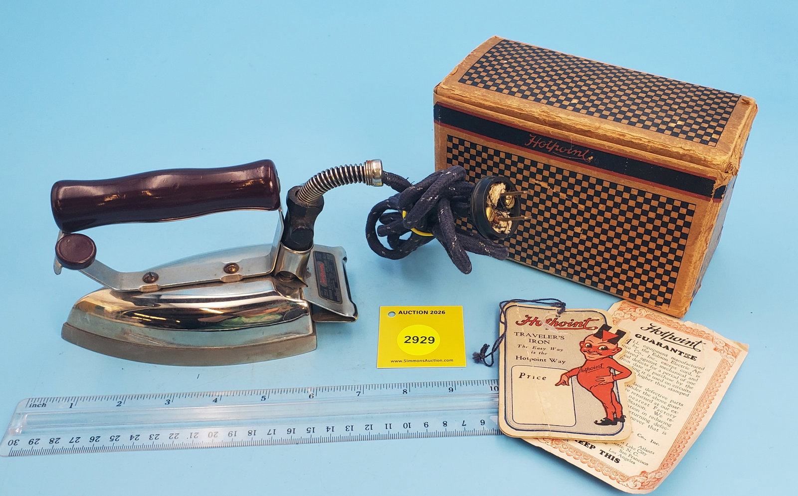 Hotpoint traveler's iron, Edison Electric Appliance Co, cord, instructions original box - 3