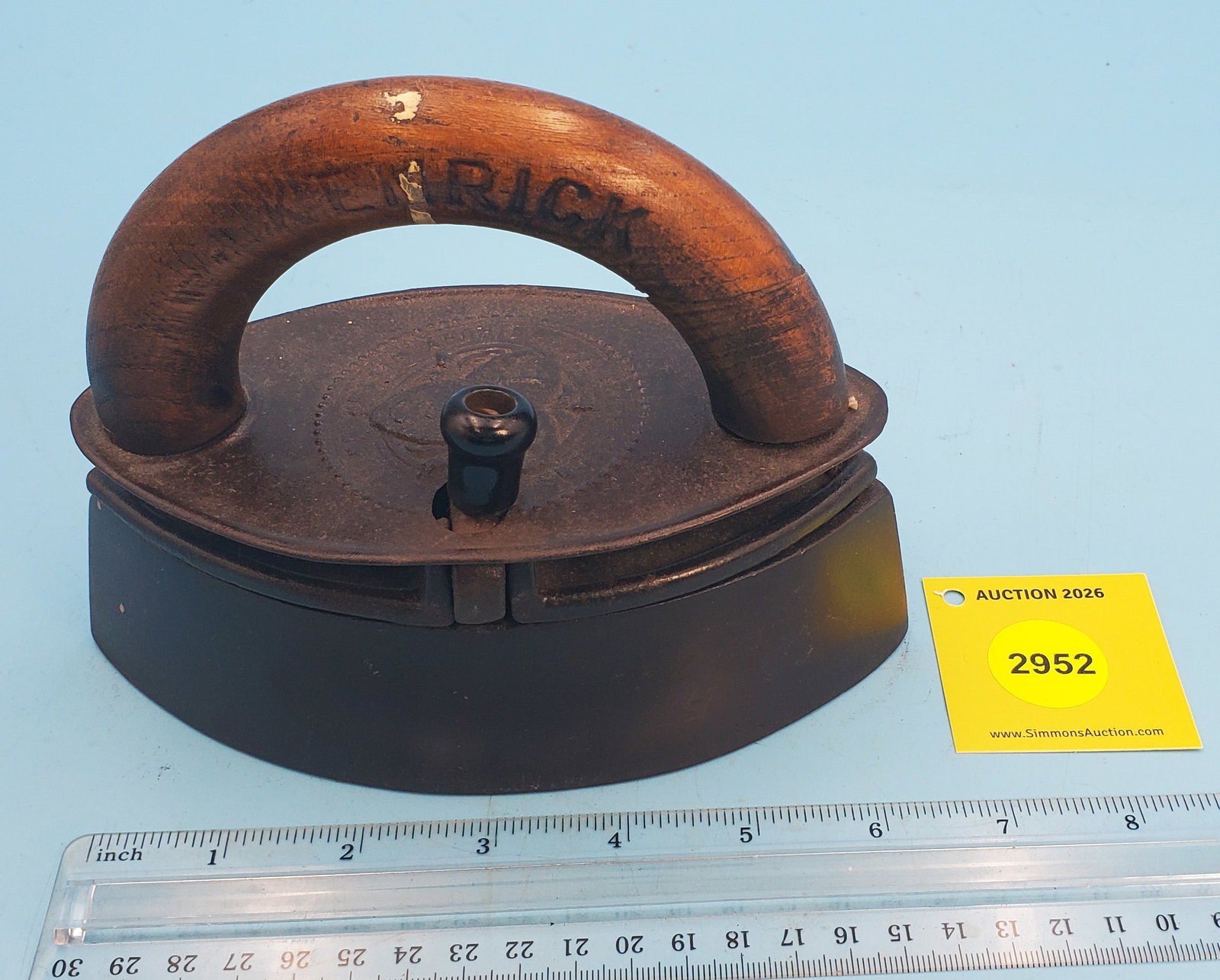 Kenrick slug iron, side opening, name on handle, w/slug - 2