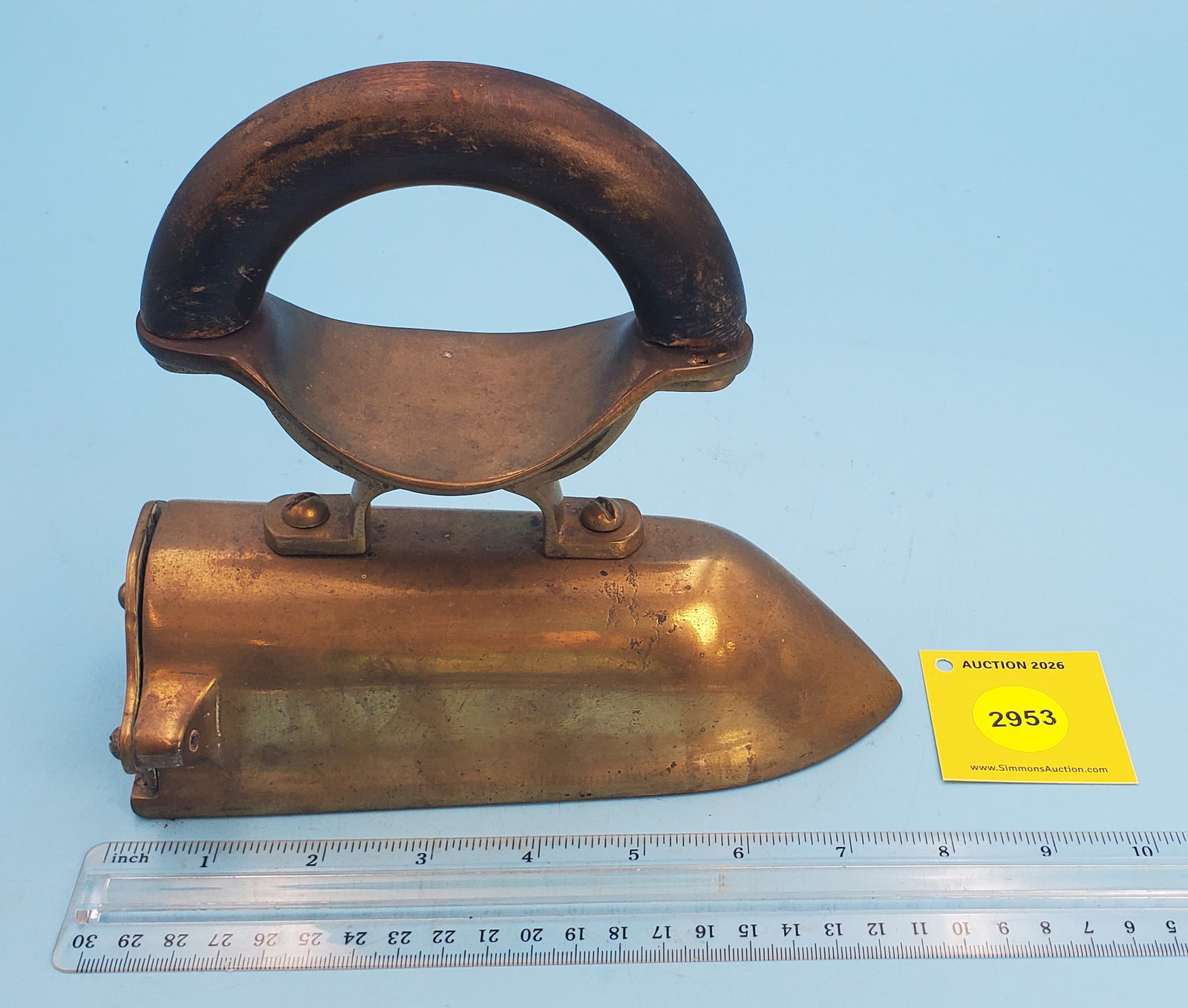 brass box iron w/heat shield, swing gate, slug (1 of 3)