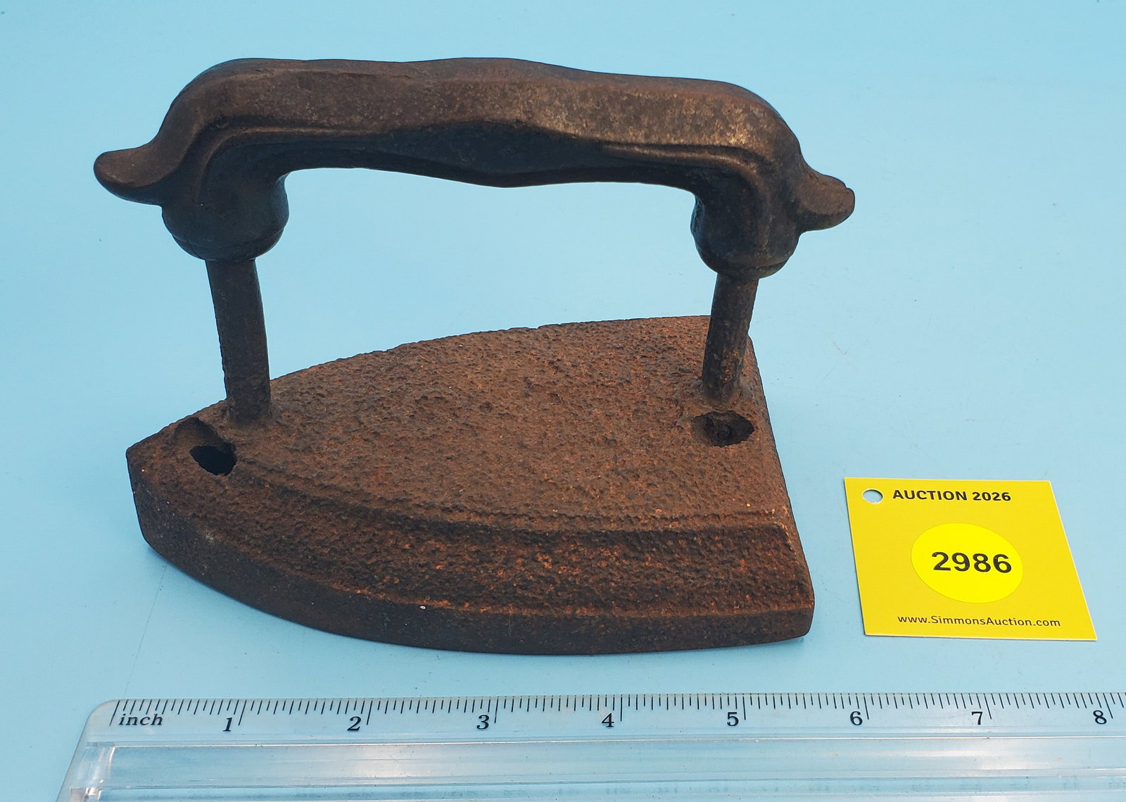One piece flat iron, "6" "OK", replaced handle: One piece flat iron, "6" "OK", replaced handle
