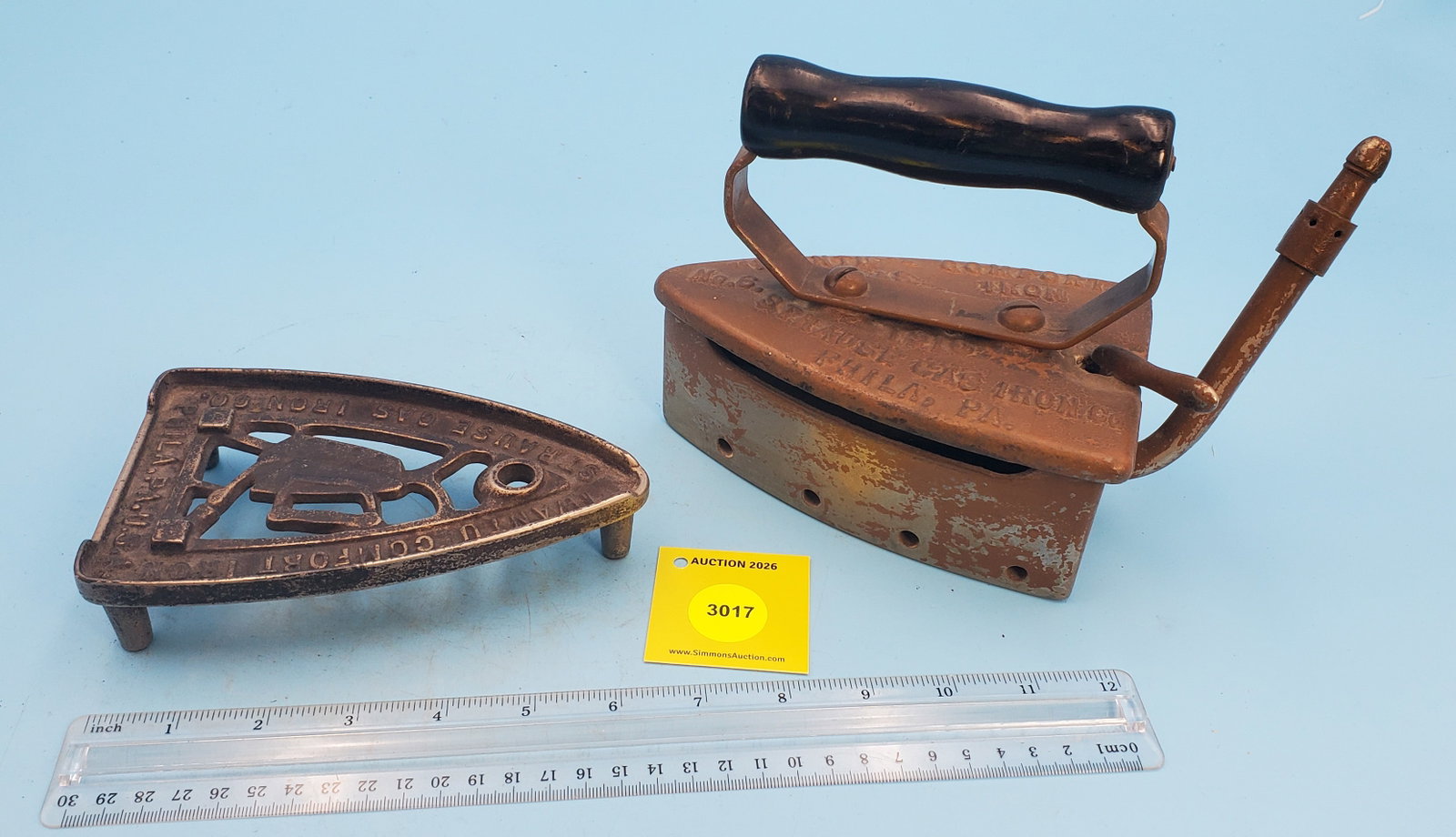 I Want U gas iron, Strause Gas Iron Co, Philadelphia, w/trivet - 2