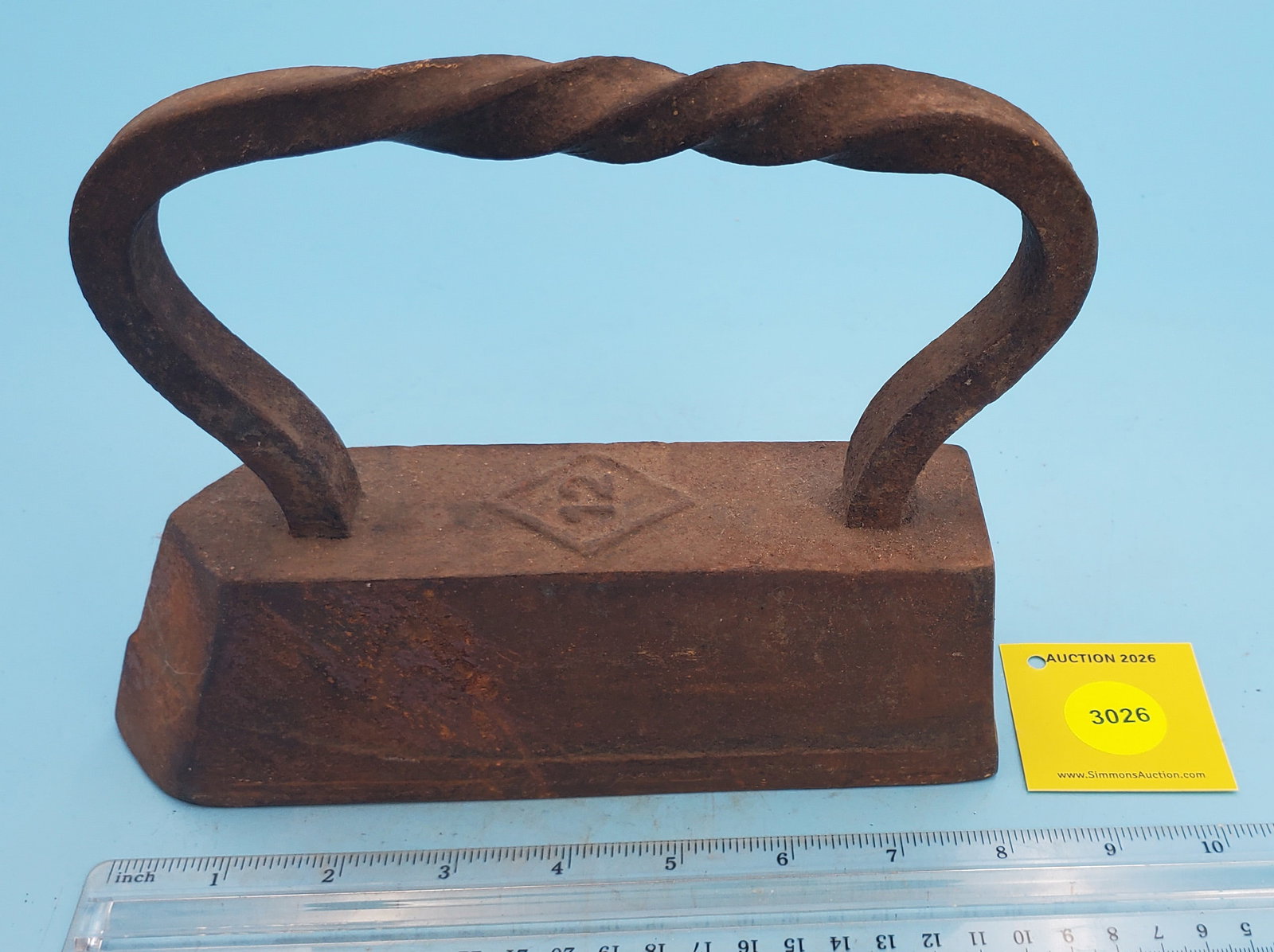 Tailor's iron, #12 in diamond, twisted handle - 2