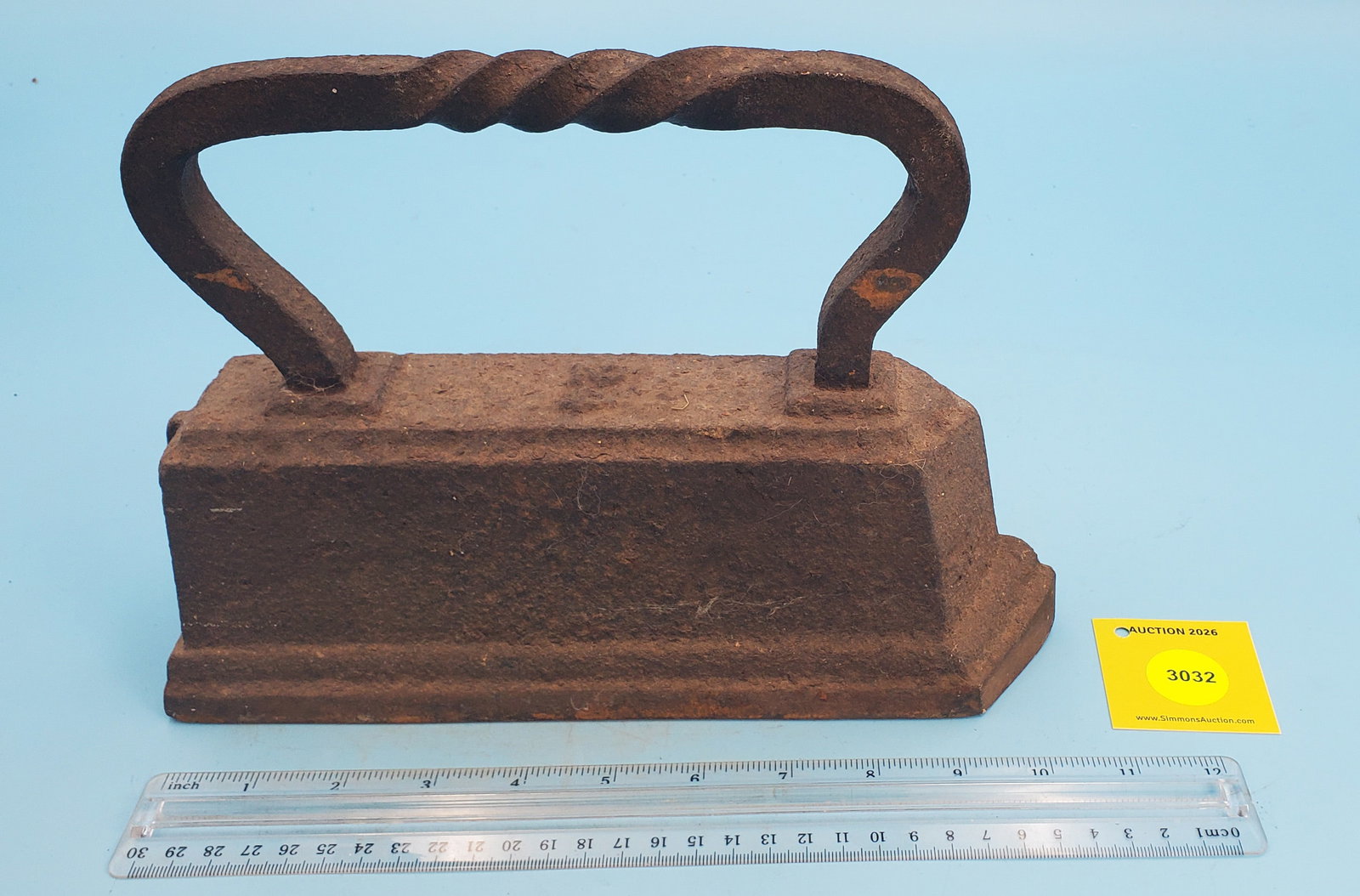 Tailor's iron #24, twisted square rod handle: Tailor's iron #24, twisted square rod handle