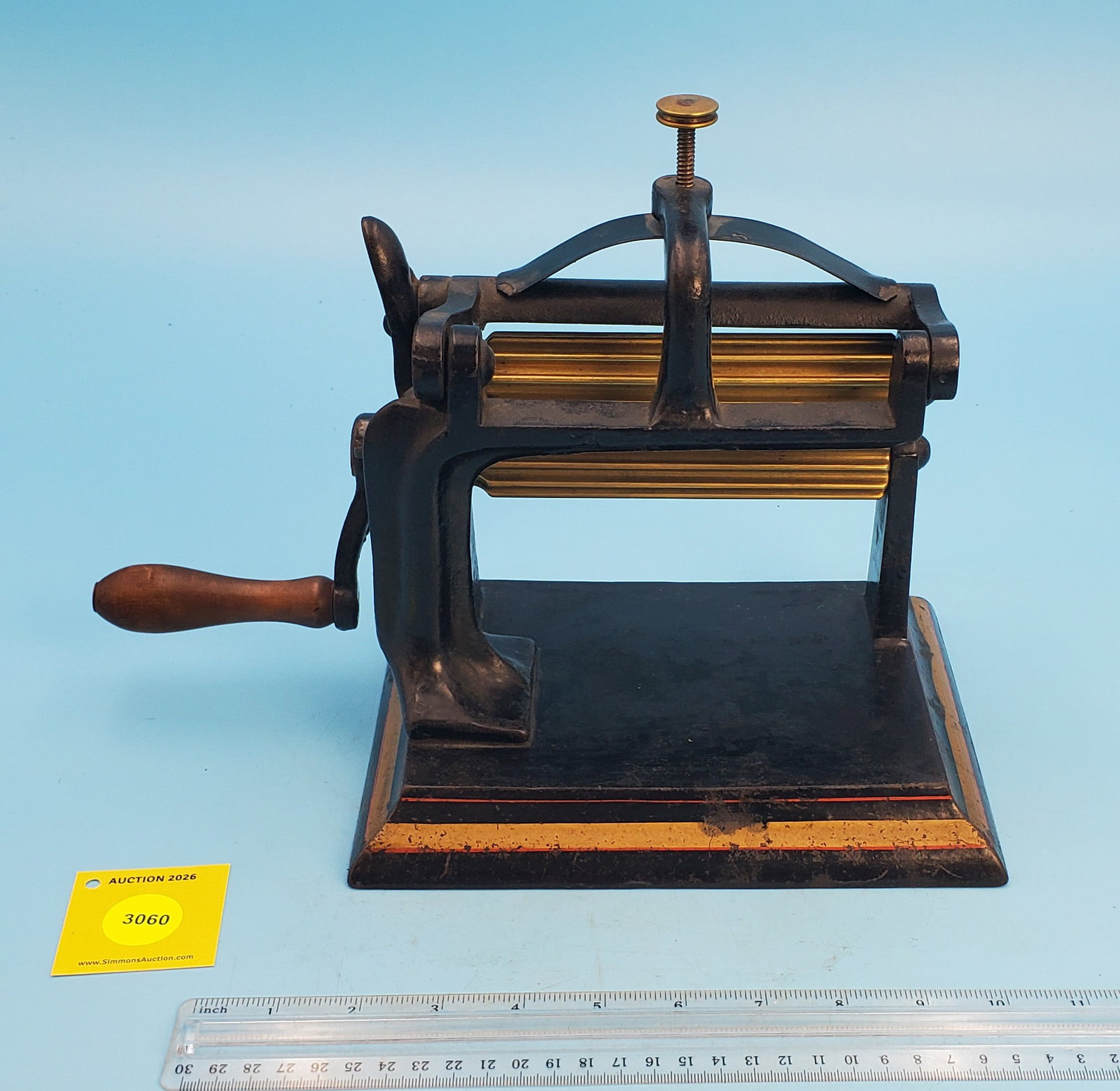 Machine, no markings, w/slugs, yellow/red pinstiping on black, roll 5 3/4" (1 of 3)