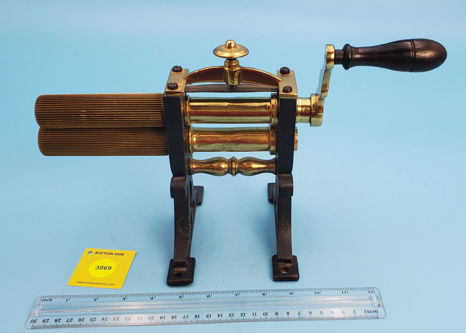 English fluter w/brass rolls, fine rolls, roll 4 3/8", no slugs (1 of 2)