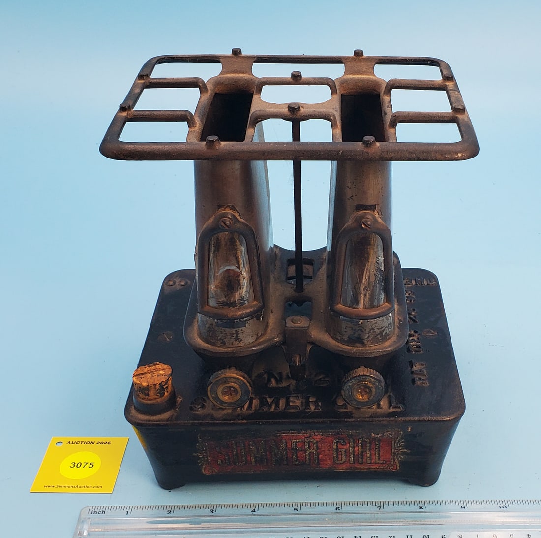Summer Girl heater, Pat Dec 26 93', The Taylor & Boggis Fdy Co, Cleveland, double burner (1 of 3)