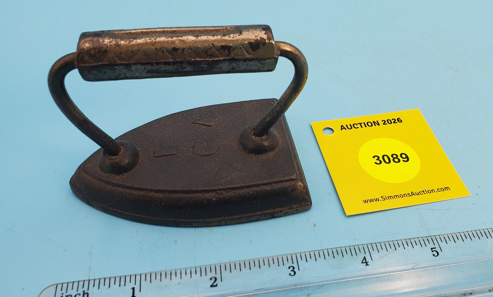 Flat iron, "1 A C W", L 3 3/8": Flat iron, "1 A C W", L 3 3/8"