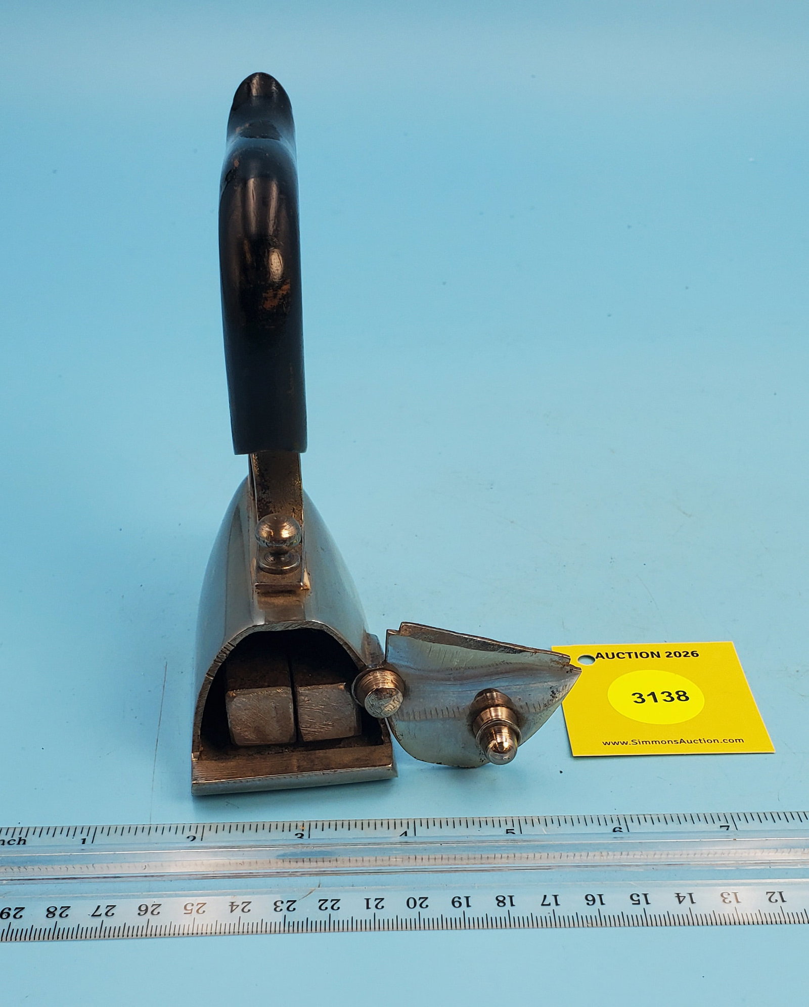 Slug iron, hinged gate, black handle, w/slug - 2