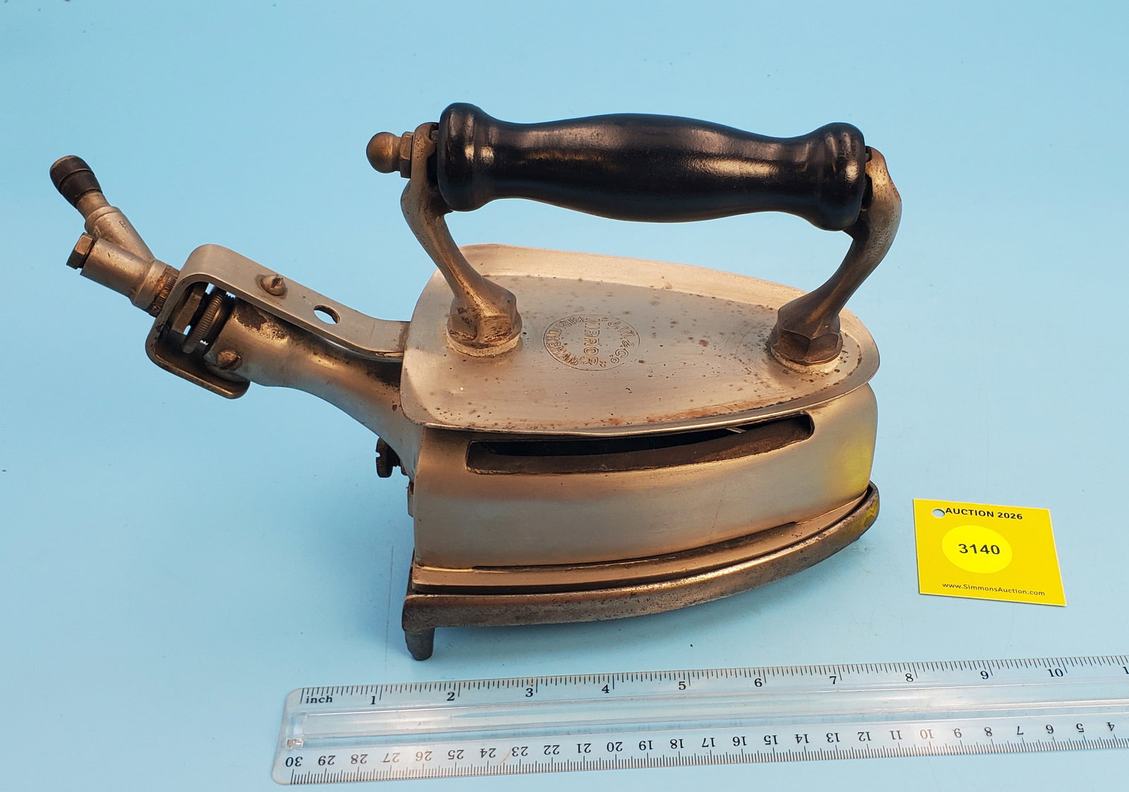 Natural gas, J. W. & Co, Mirror, Birmingham, L 6 1/2" w/trivet: Natural gas, J. W. & Co, Mirror, Birmingham, L 6 1/2" w/trivet