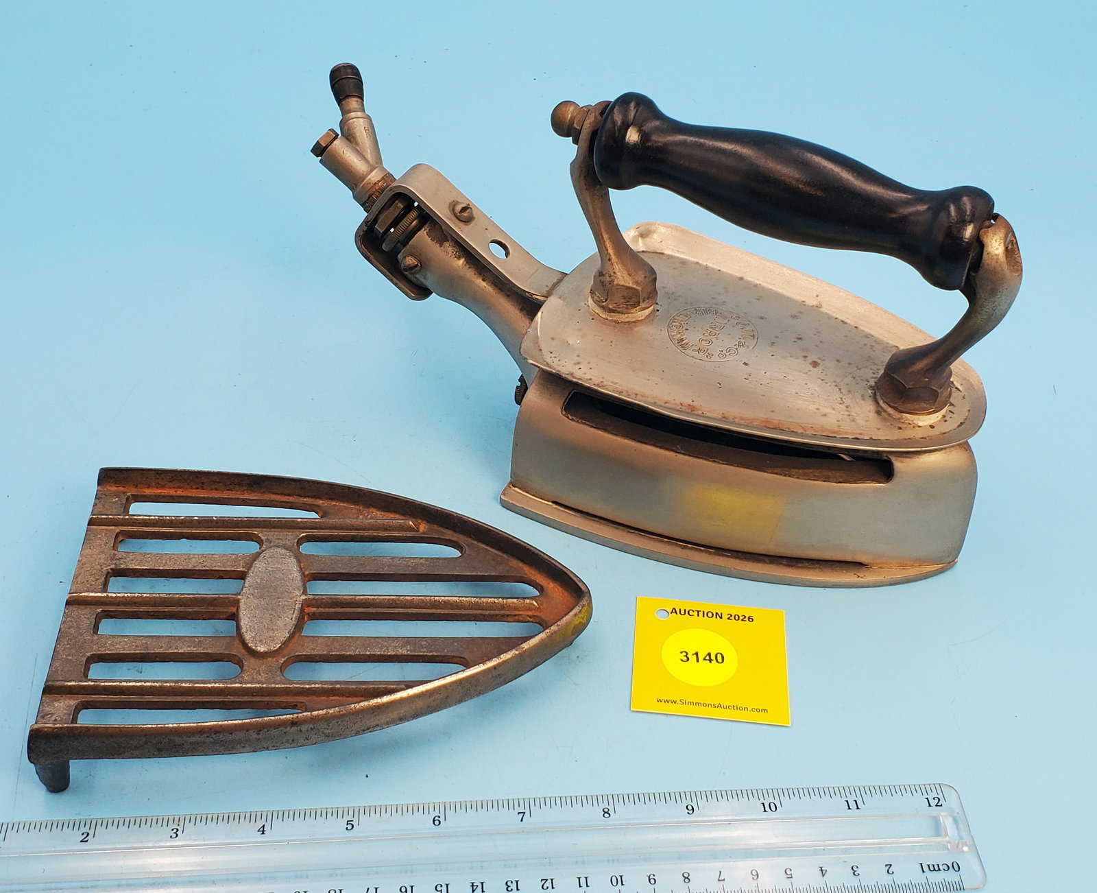 Natural gas, J. W. & Co, Mirror, Birmingham, L 6 1/2" w/trivet - 2