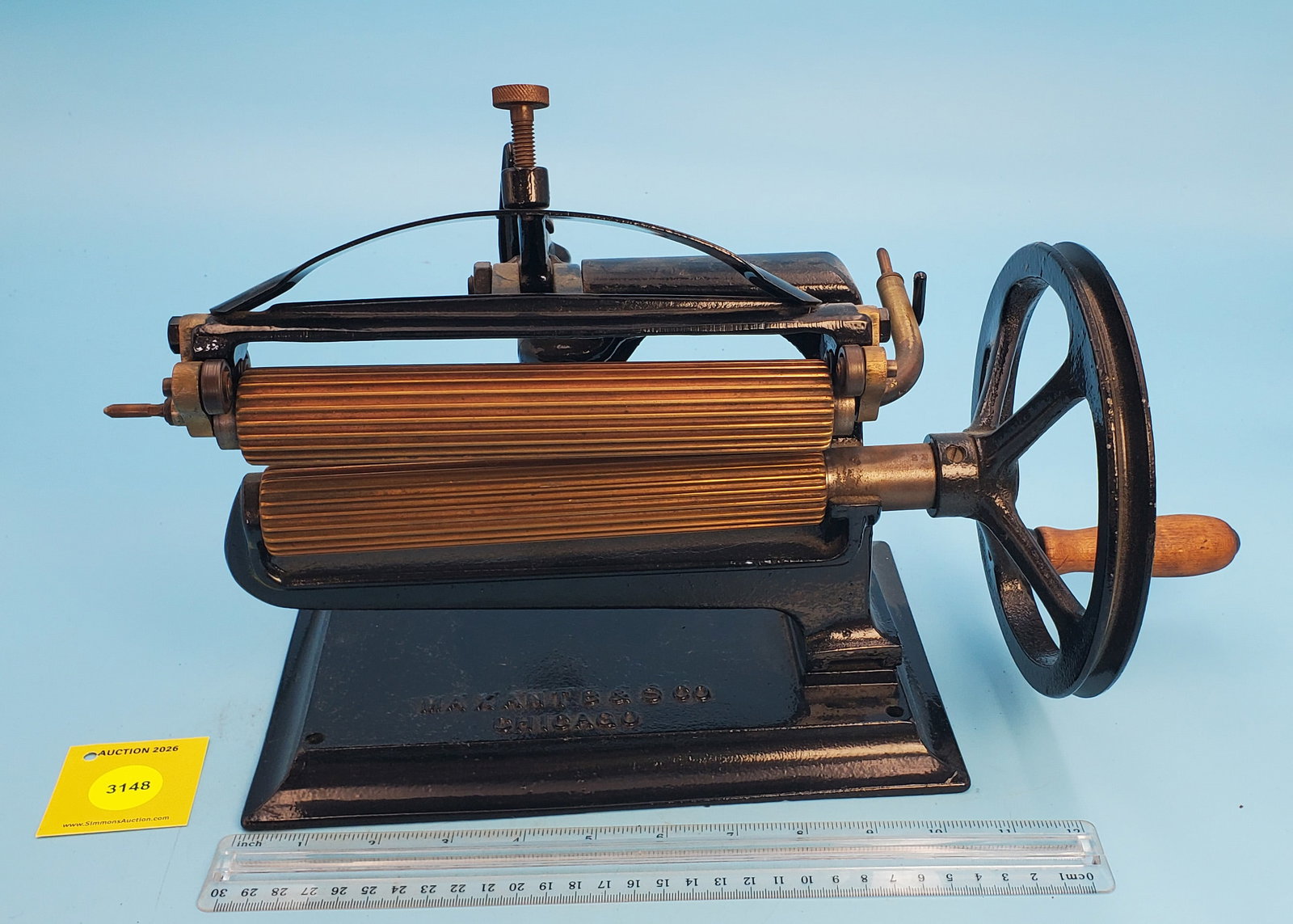 Machine, Banner, Maxant, B & S Co, Chicago, could be belt driven or cranked by hand, late 1800, R... (1 of 4)