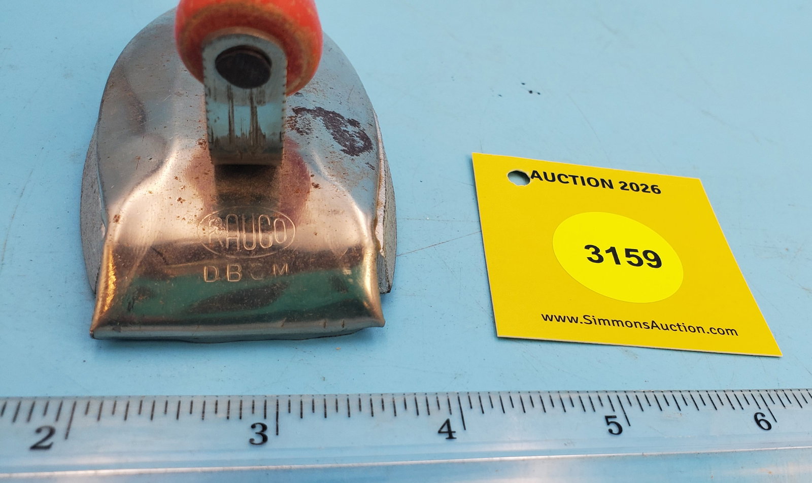 Child's iron, Rauco DBCM, Made in Germany, red handle, L 3 3/4" - 2