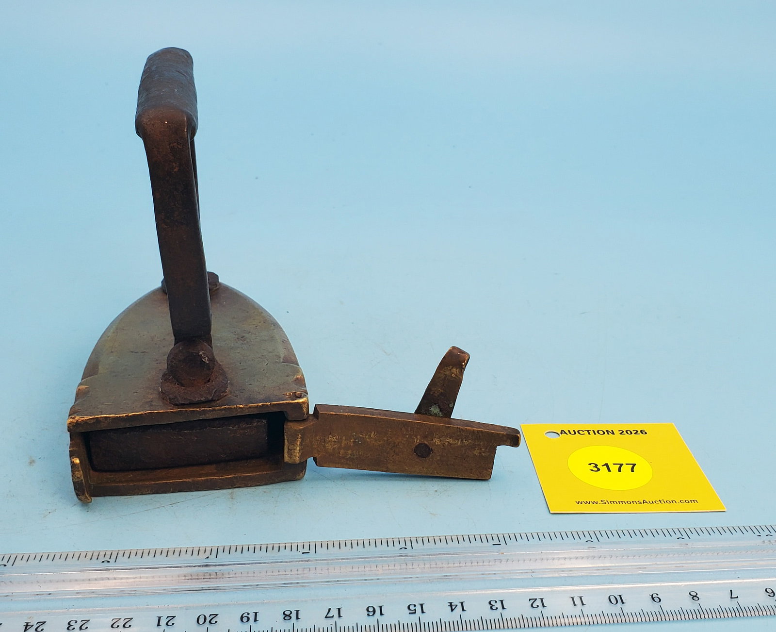 Brass slug iron, swing gate, w/slug, L 4 3/4" - 2