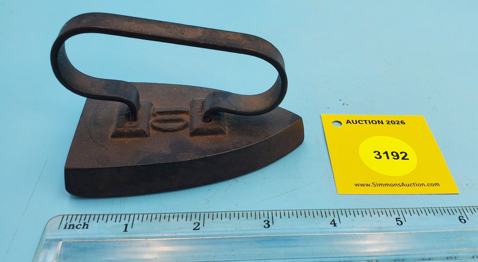 Flat iron, "10", strap handle, L 3 3/4": Flat iron, "10", strap handle, L 3 3/4"