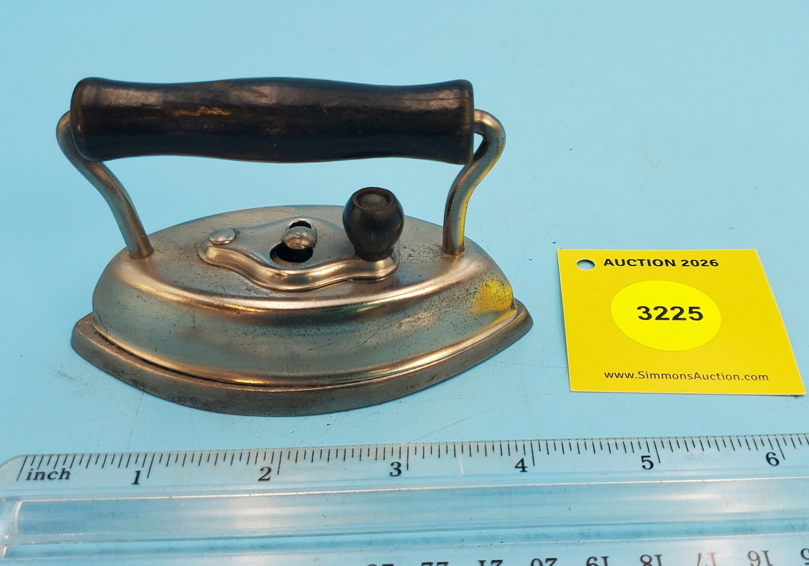 Two piece, Dover No 902 Sad Iron, black handle, L 4 1/8": Two piece, Dover No 902 Sad Iron, black handle, L 4 1/8"