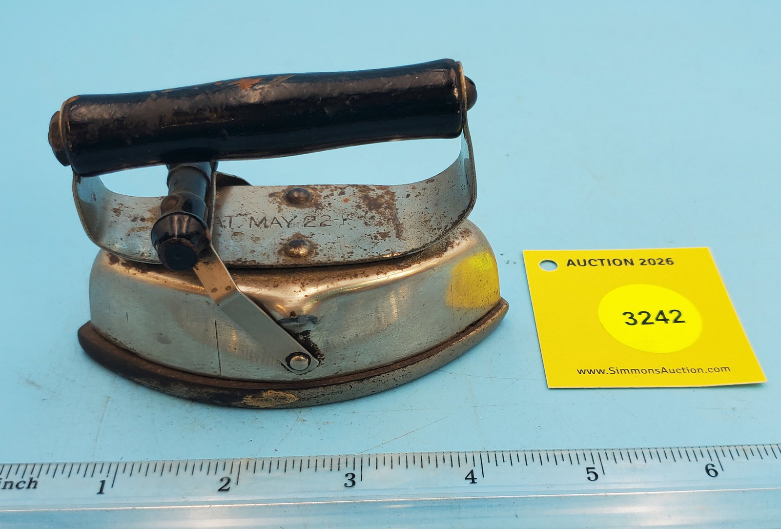 Two piece, Asbestos sad iron, Pat May 22, L 4": Two piece, Asbestos sad iron, Pat May 22, L 4"
