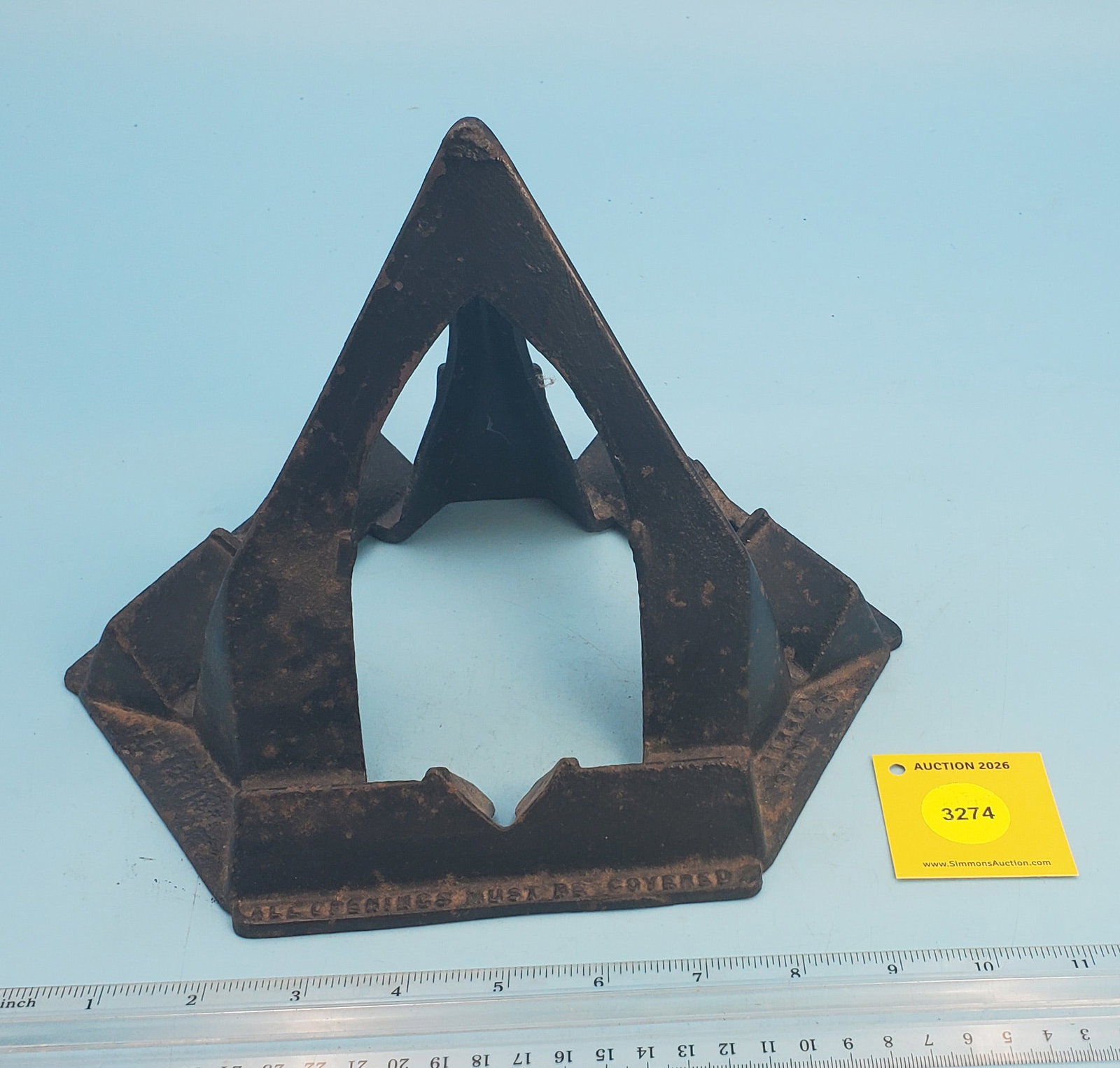 Stove top pyramid, Ringer Stove Co, holds 3 irons (1 of 1)
