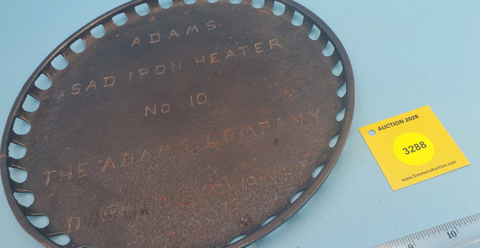 Adam's Sad iron heater No10, The Adam's Company, Dubuque Iowa USA (1 of 2)