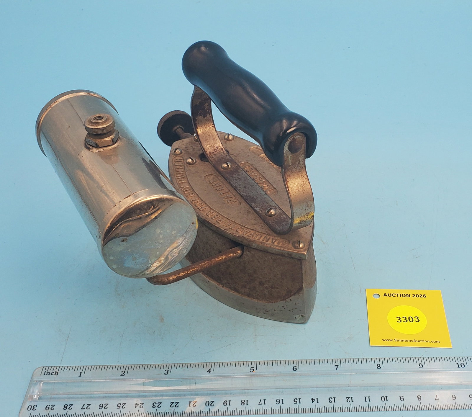 Gasoline, side tank, Manufactured for Guy Hunter, Pantent 1043421, Des Moines Iowa, black handle, L - 2