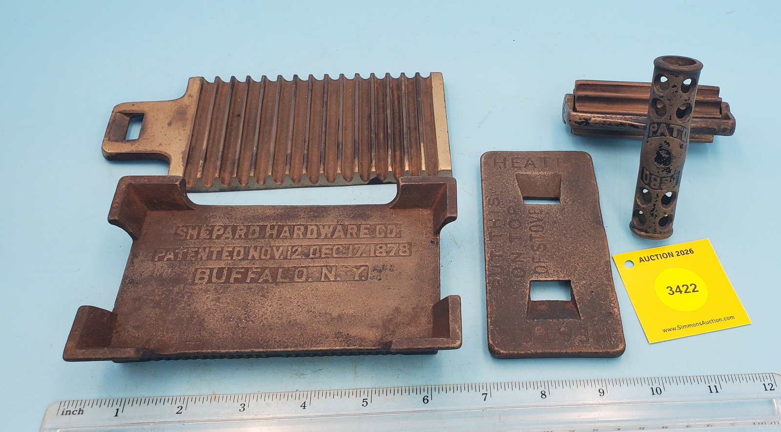 Roller, Shepard Hardware Co, Patented Nov 12, Dec 17, 1878, Buffalo NY, w/2 slugs - 2