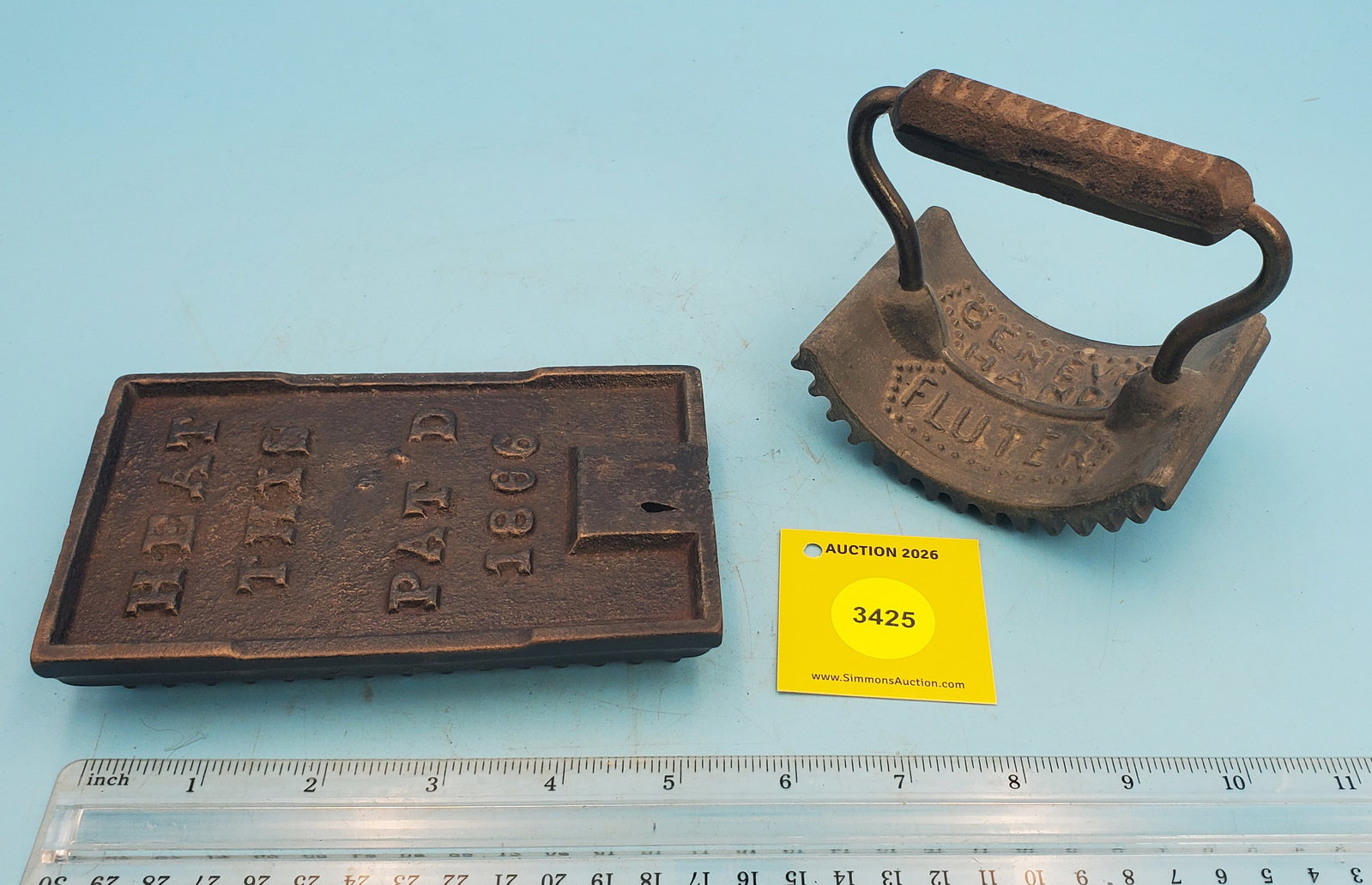 Rocker, Geneva Hand Fluter, Geneva, Ill, Heat this , Pat'd 1866, lead like material for both part... - 2