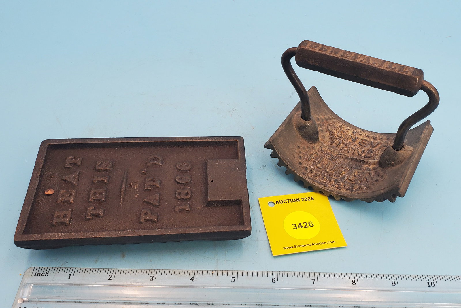 Rocker, Geneva Hand Fluter, Geneva Ill, Heat this Pat'd 1866 - 2