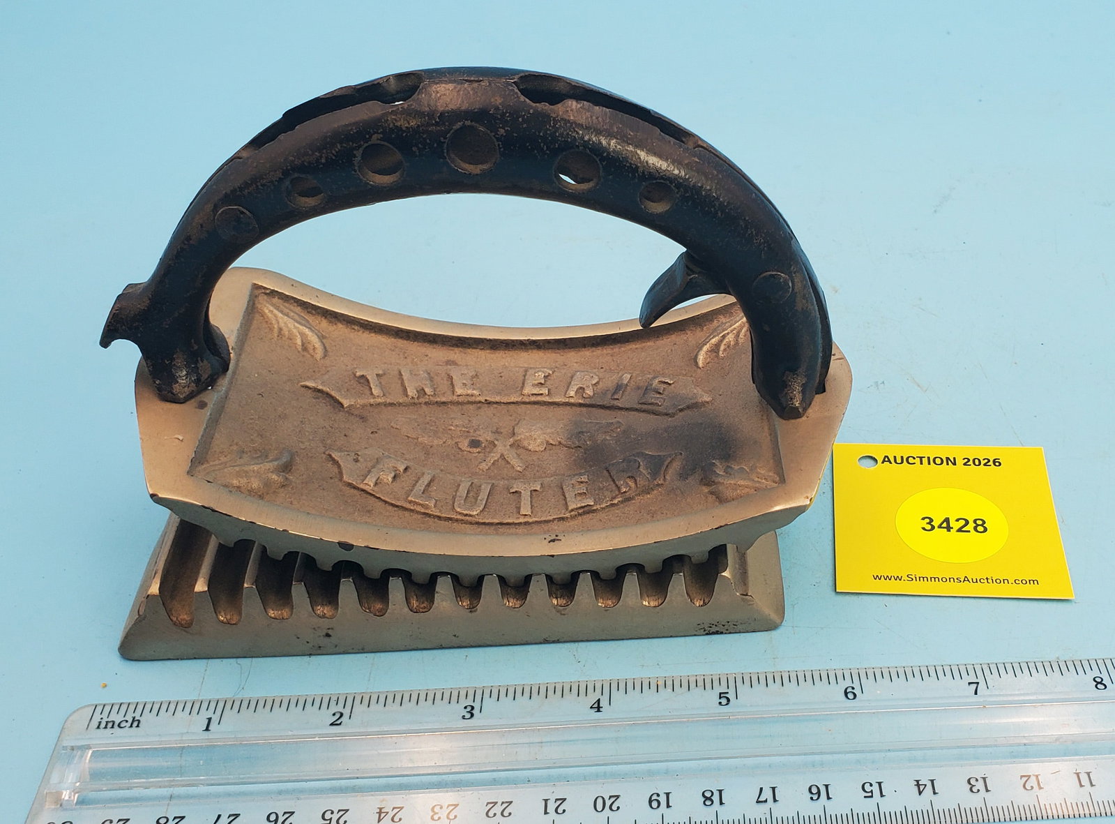 Rocker, The Erie Fluter, by Giswold Mfg Co, Erie, PA, clip on handle, about 1875, L 5 1/2": Rocker, The Erie Fluter, by Giswold Mfg Co, Erie, PA, clip on handle, about 1875, L 5 1/2"