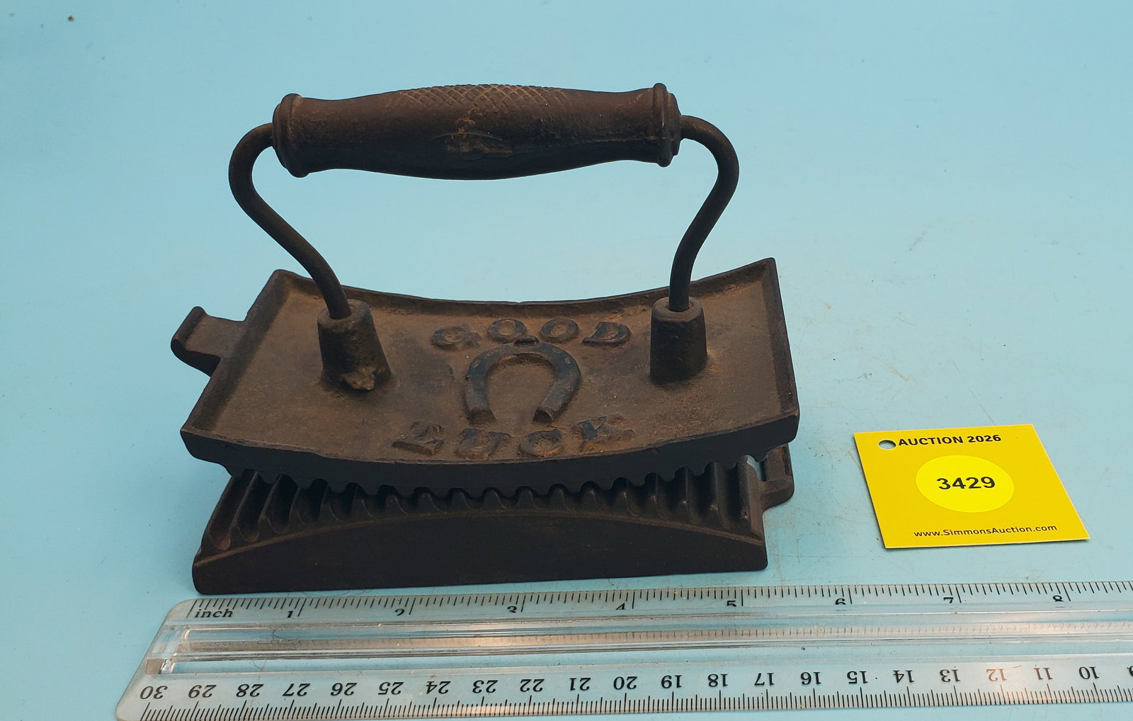 Rocker, Good Luck (horseshoe), L.L. Brill, DC. Place, Pat Ap'd for 1881, base arched, L 5 1/2": Rocker, Good Luck (horseshoe), L.L. Brill, DC. Place, Pat Ap'd for 1881, base arched, L 5 1/2"