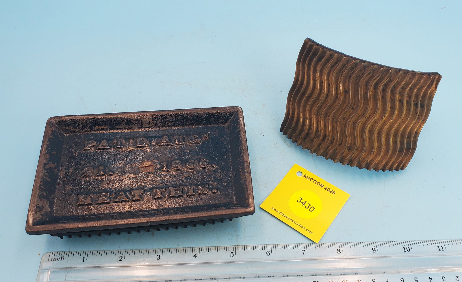 Rocker, Howell's Wave Fluter, Geneva Ill, Pat'd Aug 21, 1866, Heat This, brass top and base plates, - 2